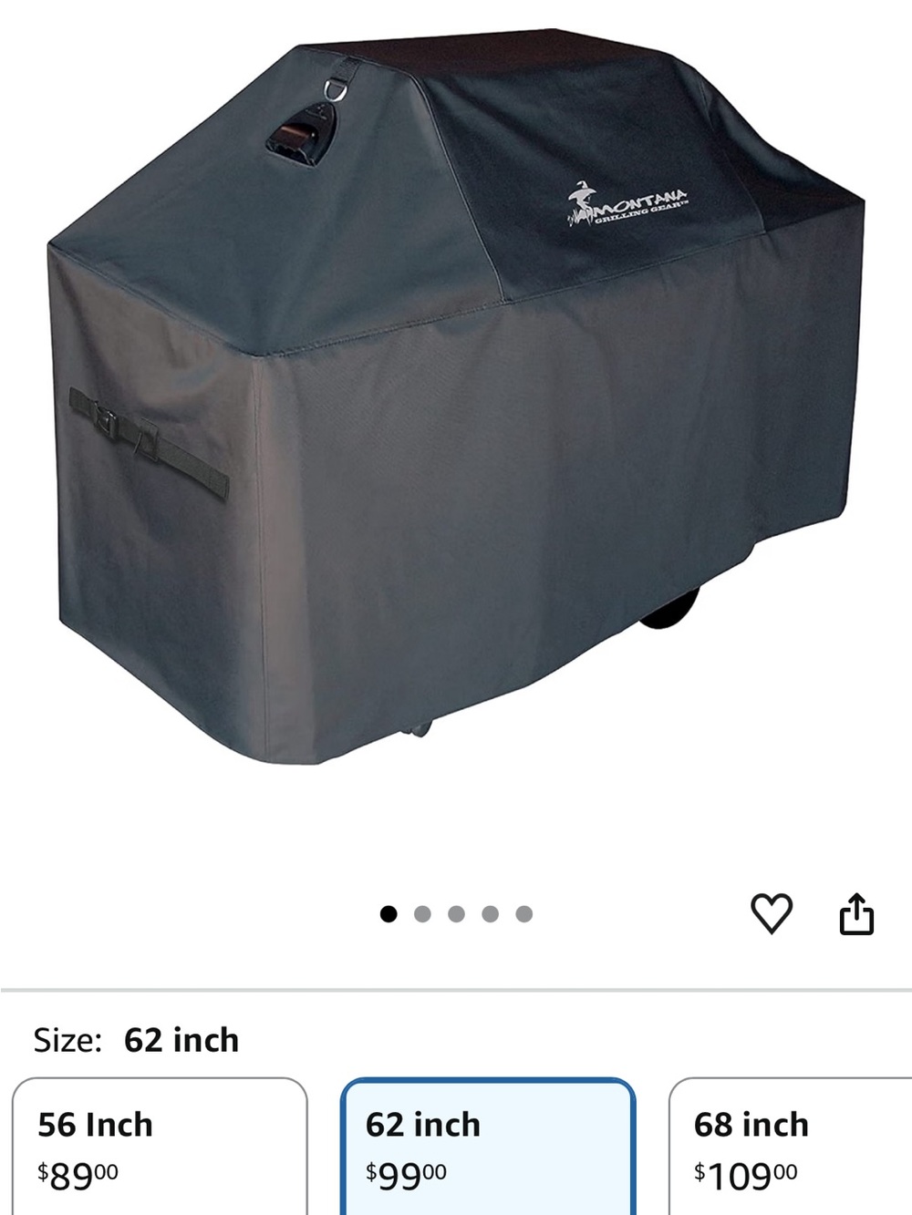 MONTANA GRILLING GEAR Premium 62" Heavy-Duty Grill Cover Black GUC